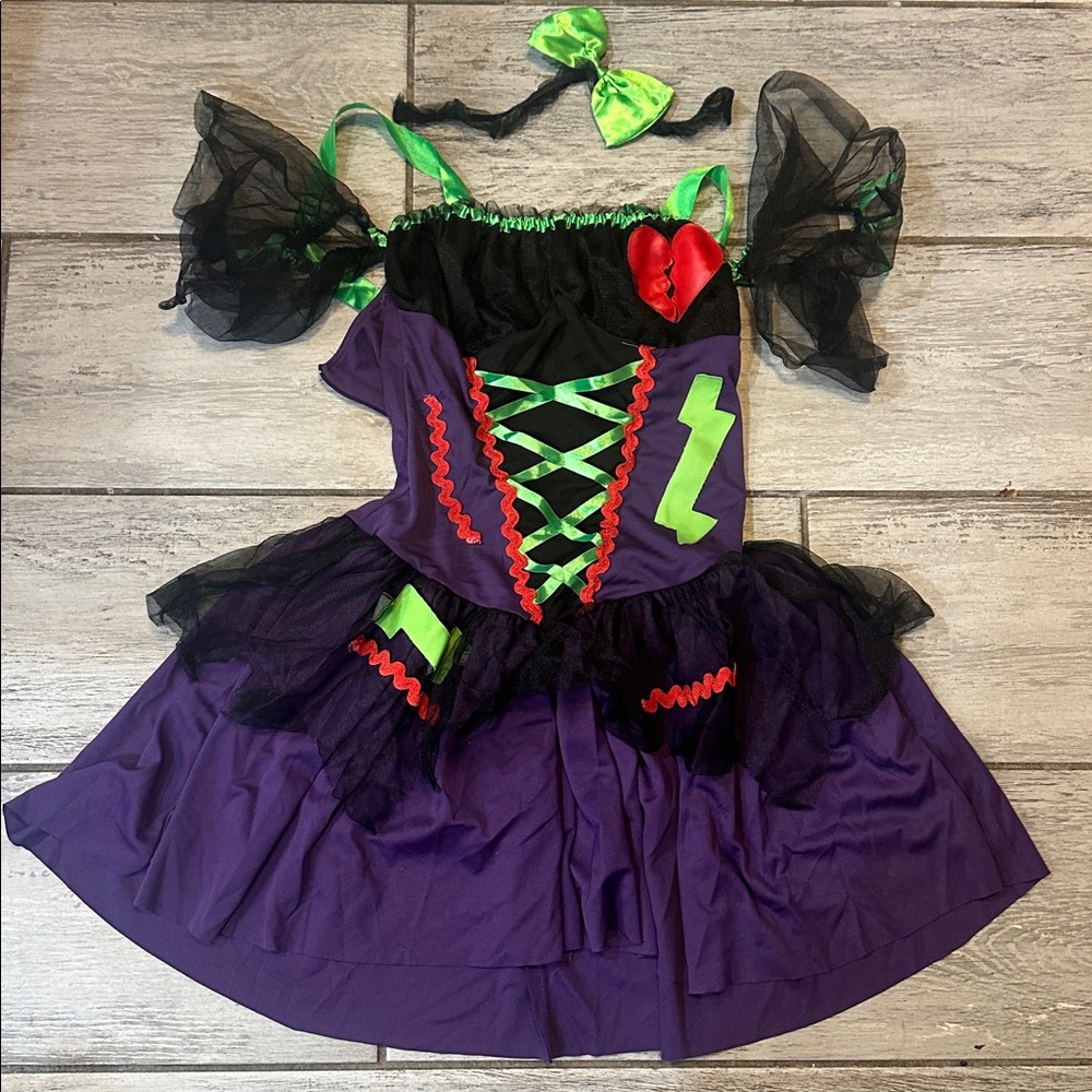 Purple and Black Zombie with Green Accents Tween Girl Size Small
